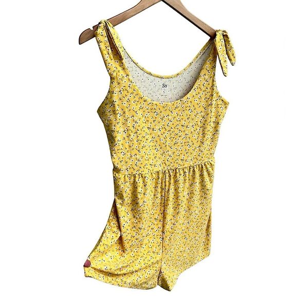 🌴 SO Yellow Floral Tie-Shoulder Romper | Girls Size M - Picture 3 of 11